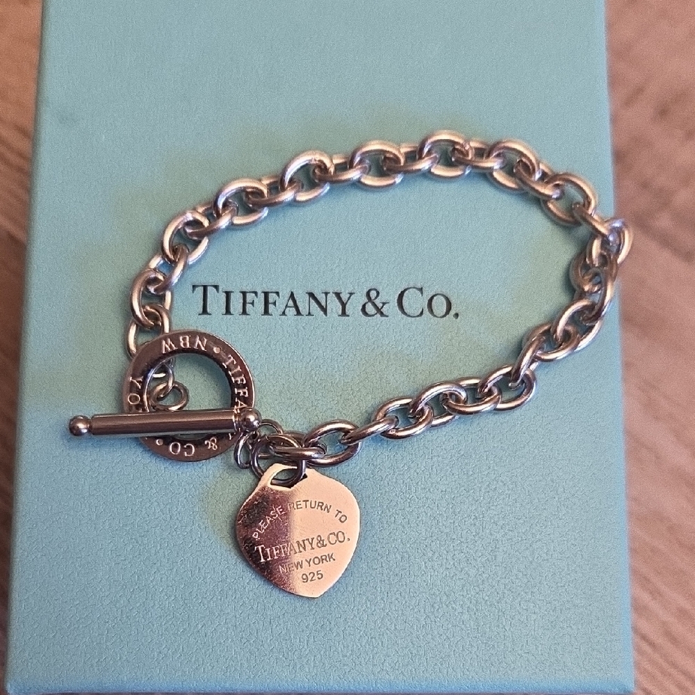 Tiffany & Co. Sterling Silver Heart Tag Toggle Bracelet — Silver